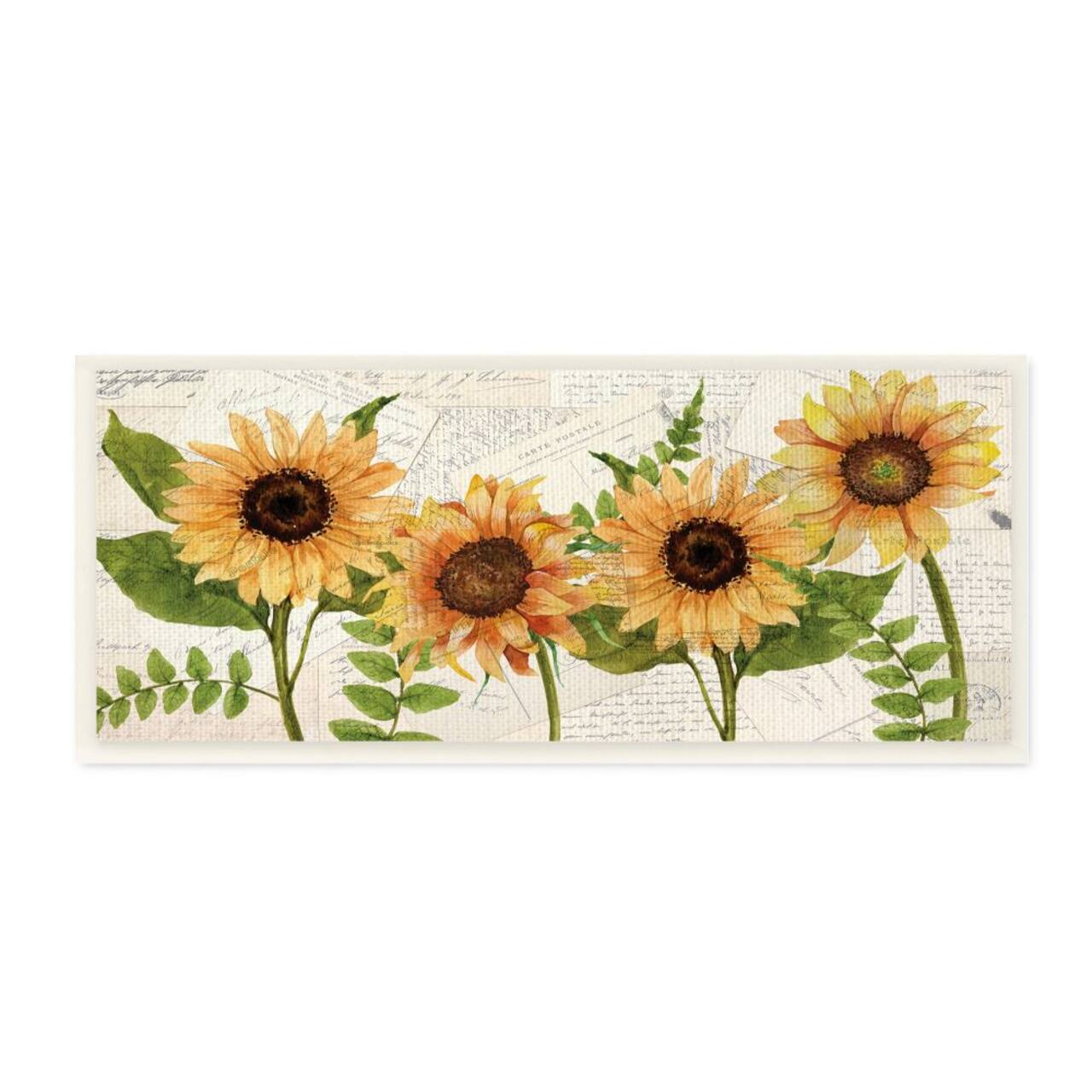 Stupell Industries Sunflower and Vintage European Postcard Collage Wood Wall Plaque
